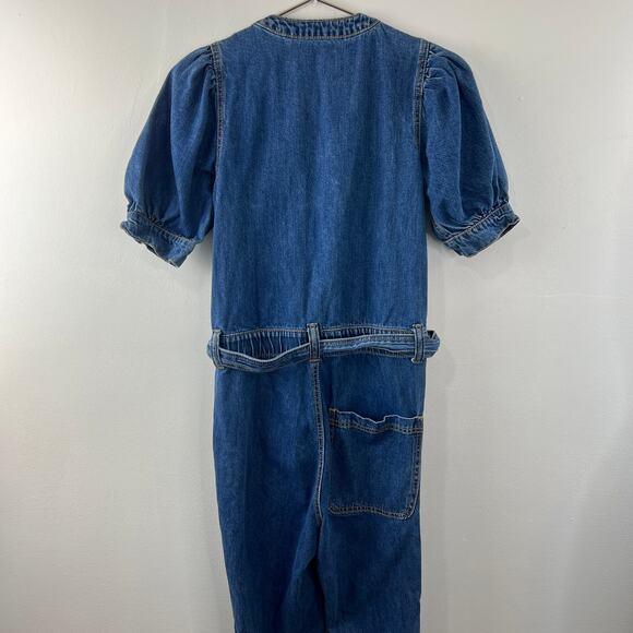Happy x Nature Kate Hudson Denim Jumpsuit Belted Pockets V-Neck Cotton Size 2 - Picture 7 of 12